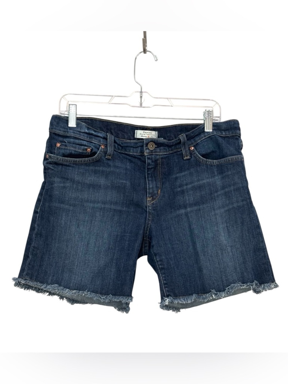 Principle Denim Innovators Pathfinder Shorts 29 Raw Hem Indigo Mid Rise Stretch